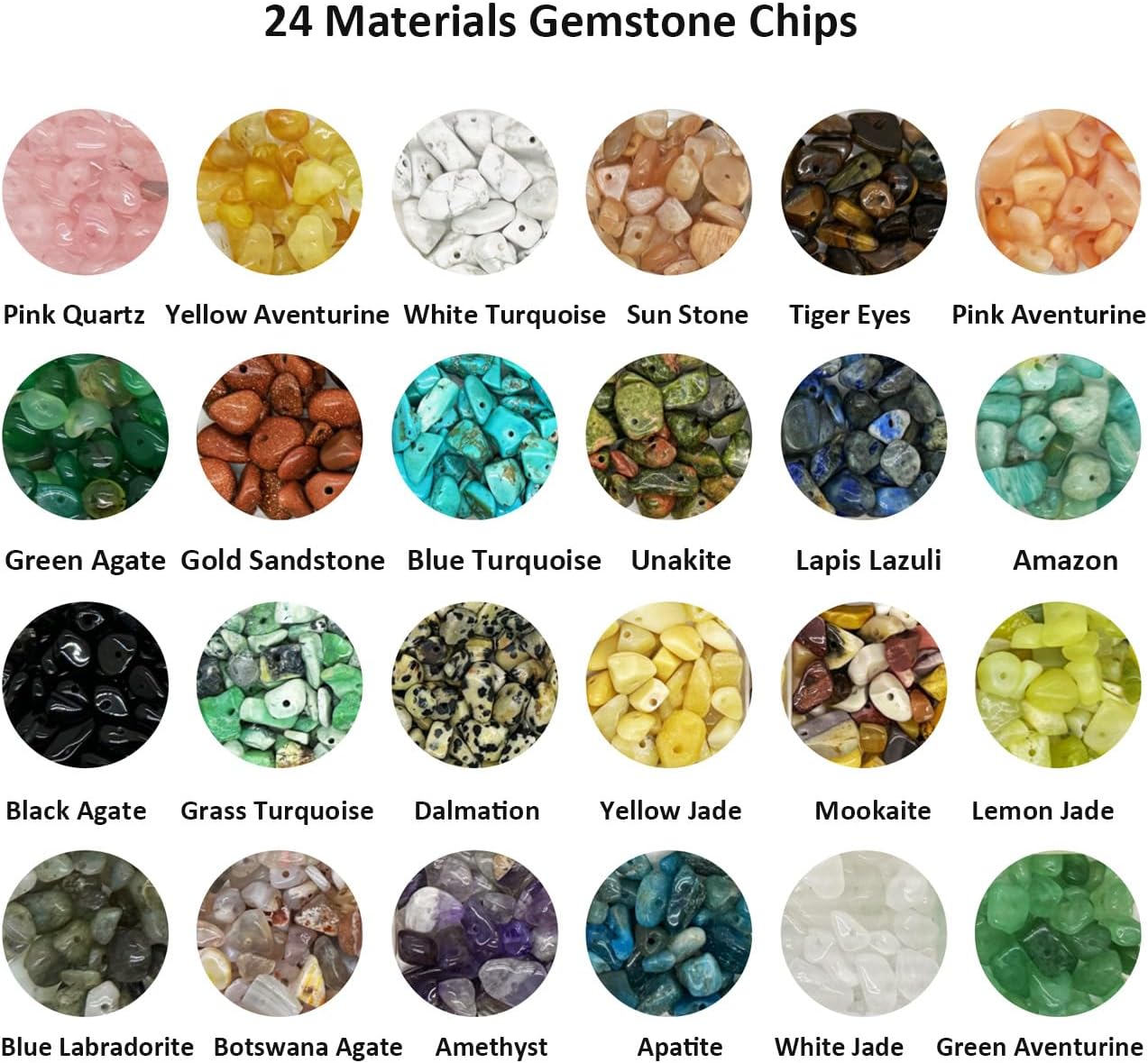 Gemstone Chips Beads DIY Jewelry Making, Healing Engry Crystals Polishing Crushed Irregular Shaped Beads with Box(24 Colors-2) - Image 2