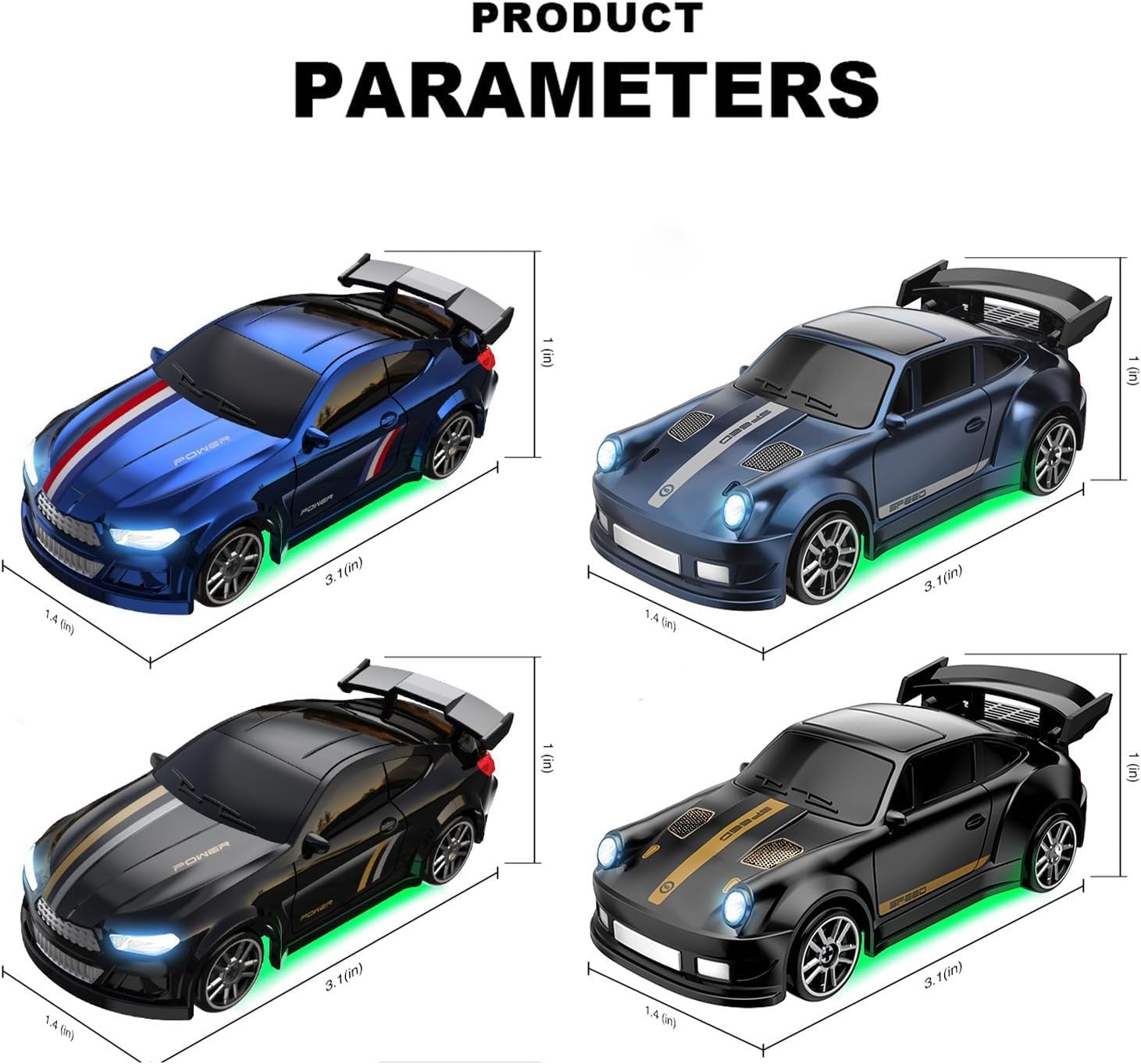 Umikk 1:64 Mini RC Drift Car mit LED-Beleuchtung, Allradantrieb (Stil 3) | 2,4 GHz Mini-Ferngesteuertes Driftauto mit 4 Hindernissen und 2 Geschwindigkeitsmodi, Geschenke für Kinder und Erwachsene