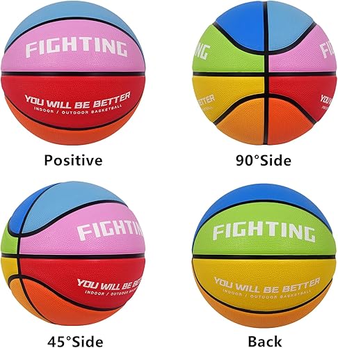 Miniatura 6 de Baloncesto de goma gruesa para niños y jóvenes, tamaño 34567, para exteriores, colorido, 2225.527.528.529.5 pulgadas, para regalos de juegos