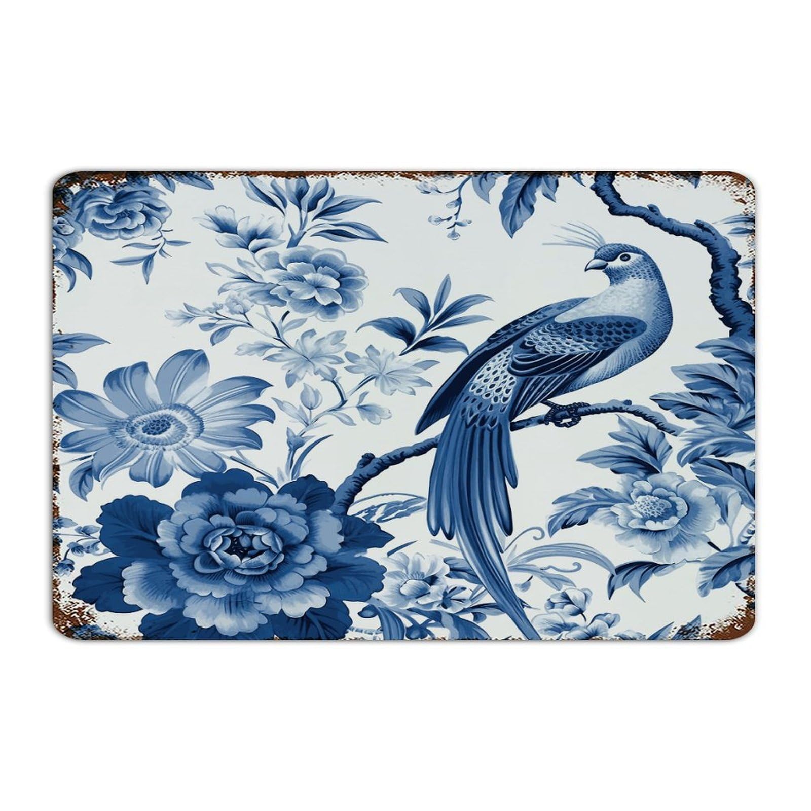 Affiche chinoiserie chic oiseau en métal pour un salon apaisant