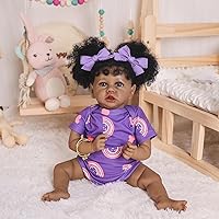Vista 9 de HOOMAI - Muñeca imitación de bebé real, con cuerpo suave de 22.8 pulgadas, muñeca realista de niña afroamericana