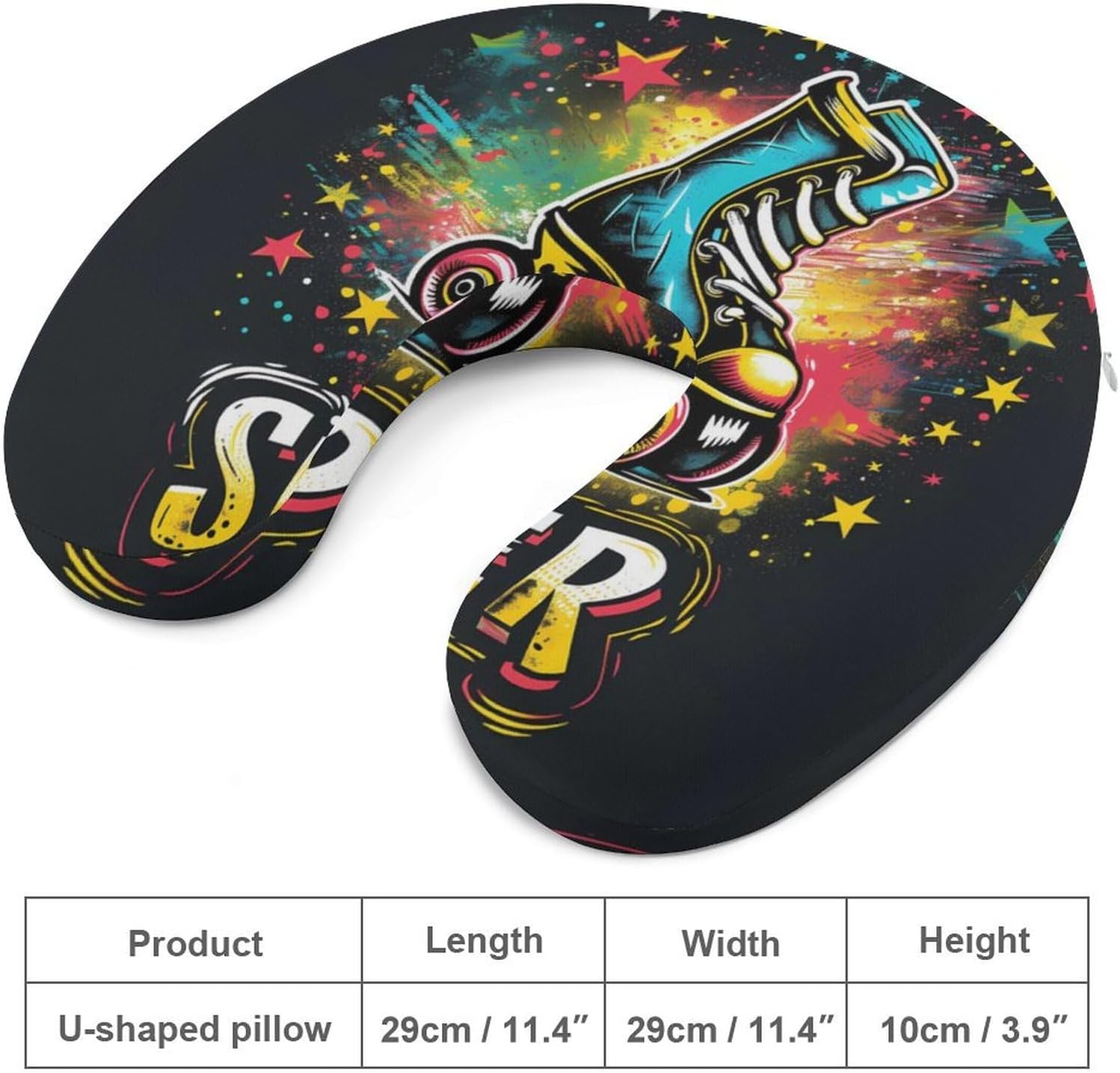 Vintage Roller Skating Funny Travel Pillow U Shaped Memory Foam Neck Pillows Portable for Flight Car Home Office