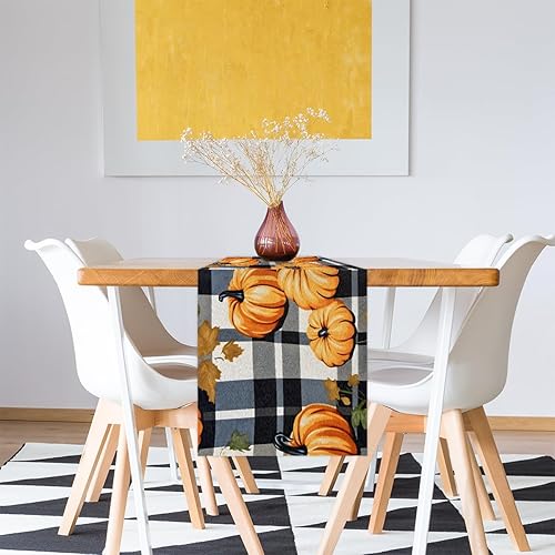 Miniatura 4 de Camino de mesa de calabaza de Acción de Gracias de 13 x 70 pulgadas, caminos a cuadros para decoración de mesa, interiores y exteriores, festivales,