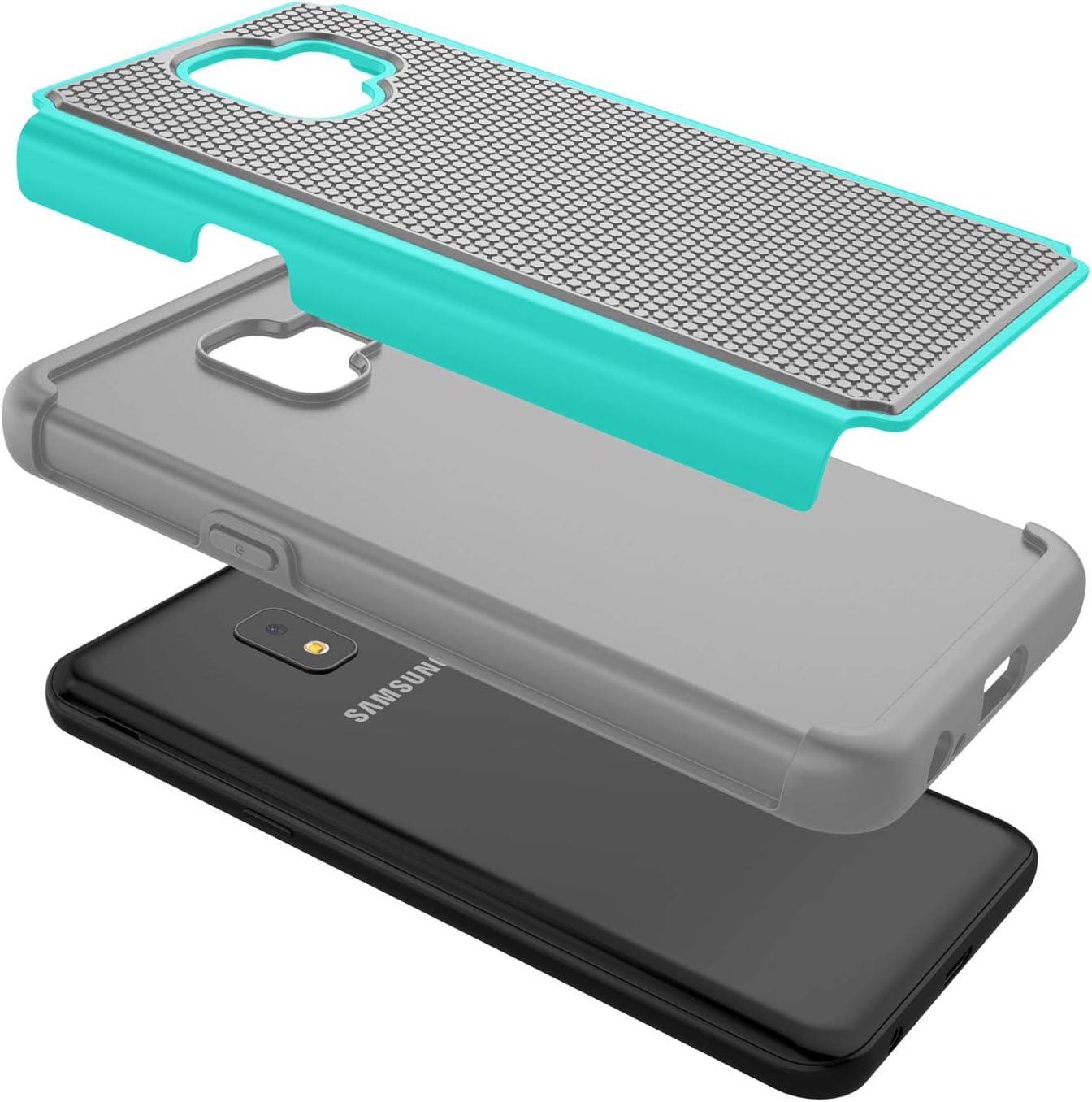 Tekcoo Galaxy J2 2018 2019 / J2 Core Case, Galaxy J2 Shine / J2 Dash / J2 Pure Cute Case, [Tmajor] Shock Absorbing Rubber Silicone Plastic Bumper Sturdy Hard Phone Cover for Samsung J260 [Turquoise]