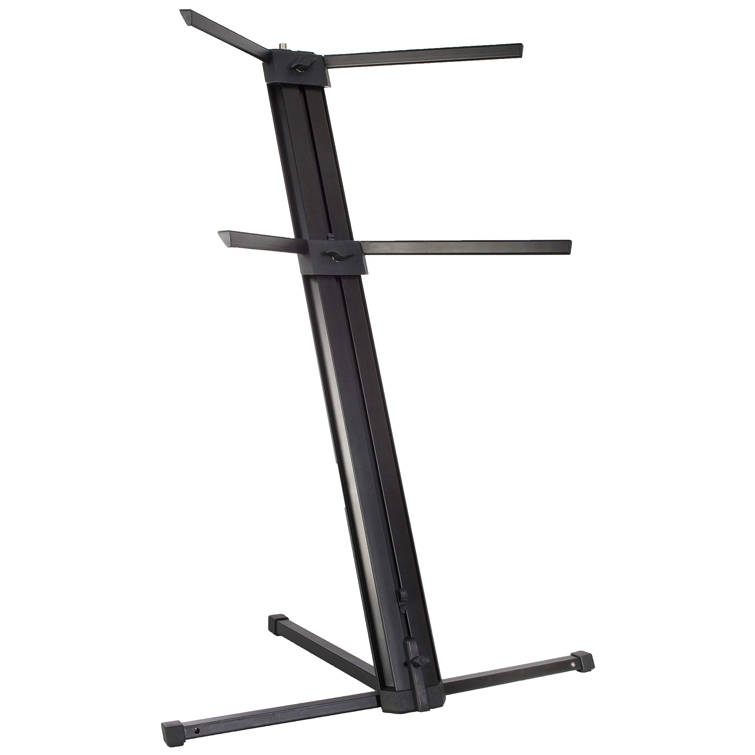 Höhenverstellbares Säulenstativ für Tasteninstrumente, 35 kg Tragkraft, 2 Auflagen, stabil, leicht aufbaubar, schwarz, 660-960 mm höhenverstellbar, 7,6 kg, Dual-Gewinde für Mikrofonarm