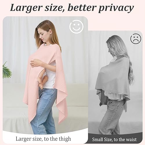 Miniatura 2 de Cubierta de muselina para lactancia materna, suave y transpirable, de algodón, para mujeres, cubierta de lactancia materna de privacidad completa,