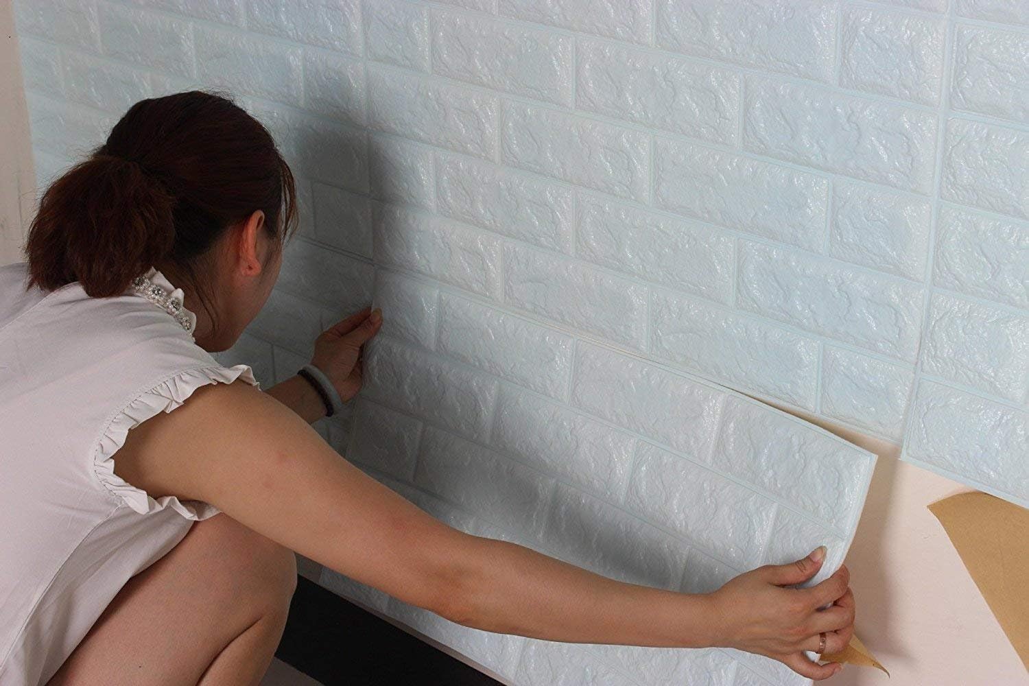 3D PE Foam D.I.Y Thick Wall Sticker Peel and Self Adhesive Wallpaper Mural, Padded Wall Panel (36 sqft Brick Pattern)