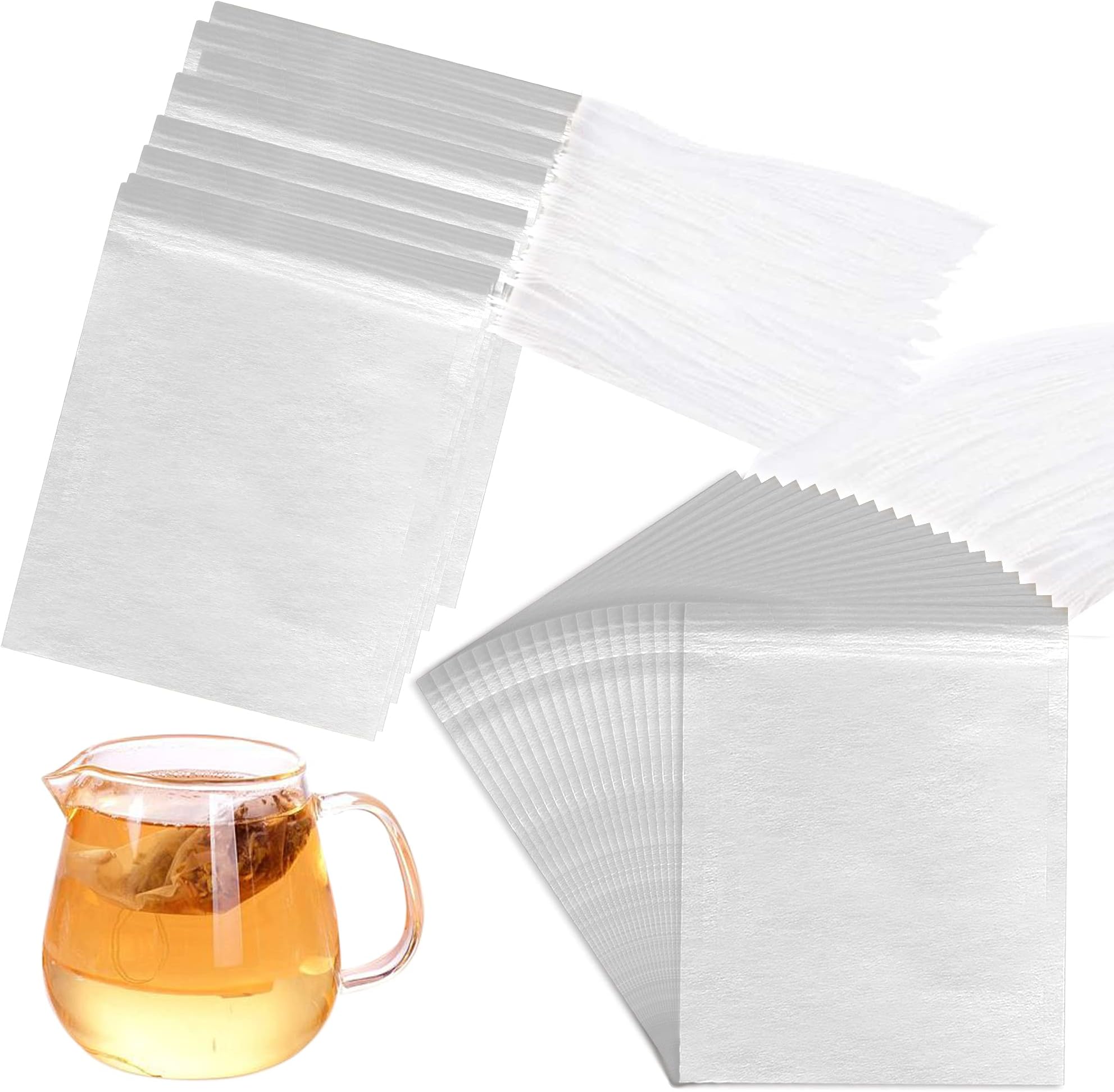SUNUNICO Disposable Drawstring Tea Filter Bags, Empty Heat Seal Tea Infuser Bag for Herb& Tea Loose Leaf Pack of 200