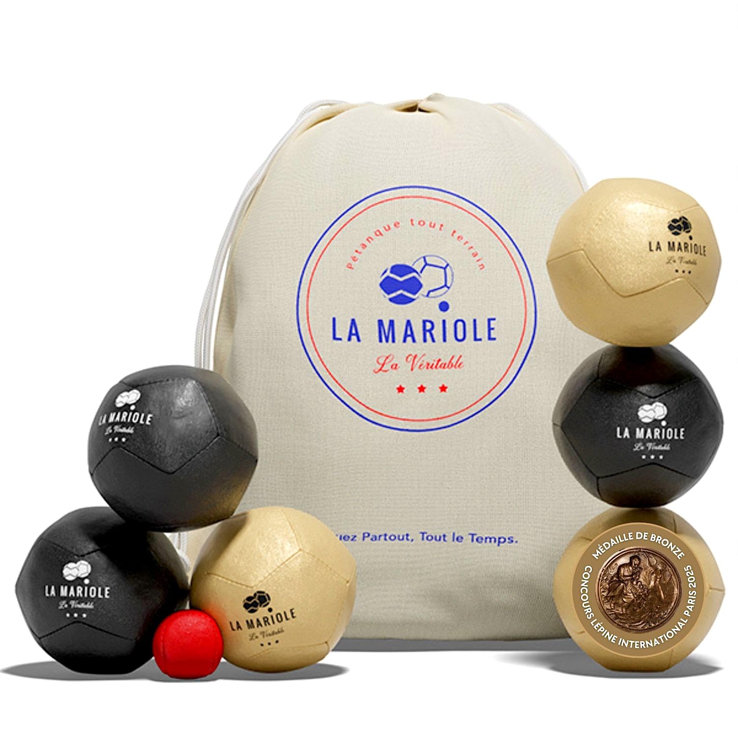 LA MARIOLE - Jeu de Boules de Pétanque Tout Terrain Intérieur Extérieur Indoor Outdoor - Pack Officiel V4