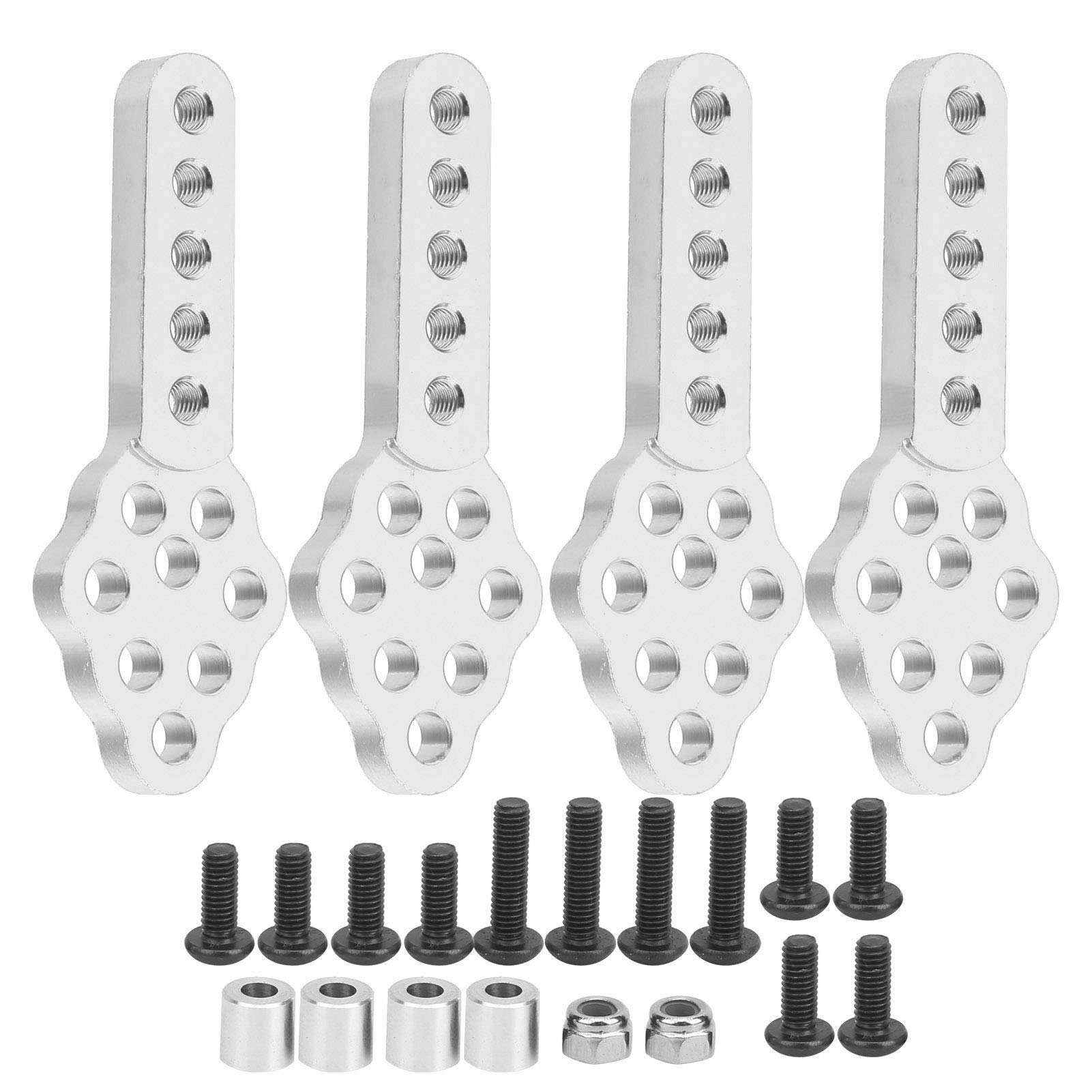 Verstellbare Aluminiumlegierschockdämpfer -Halterungsplatte für 1/10 RC -Auto Crawler, Langlebige RC Auto Stoßdämpfer Halterung für SCX10 1/10 Crawler, 4pcs Set (SILVER)