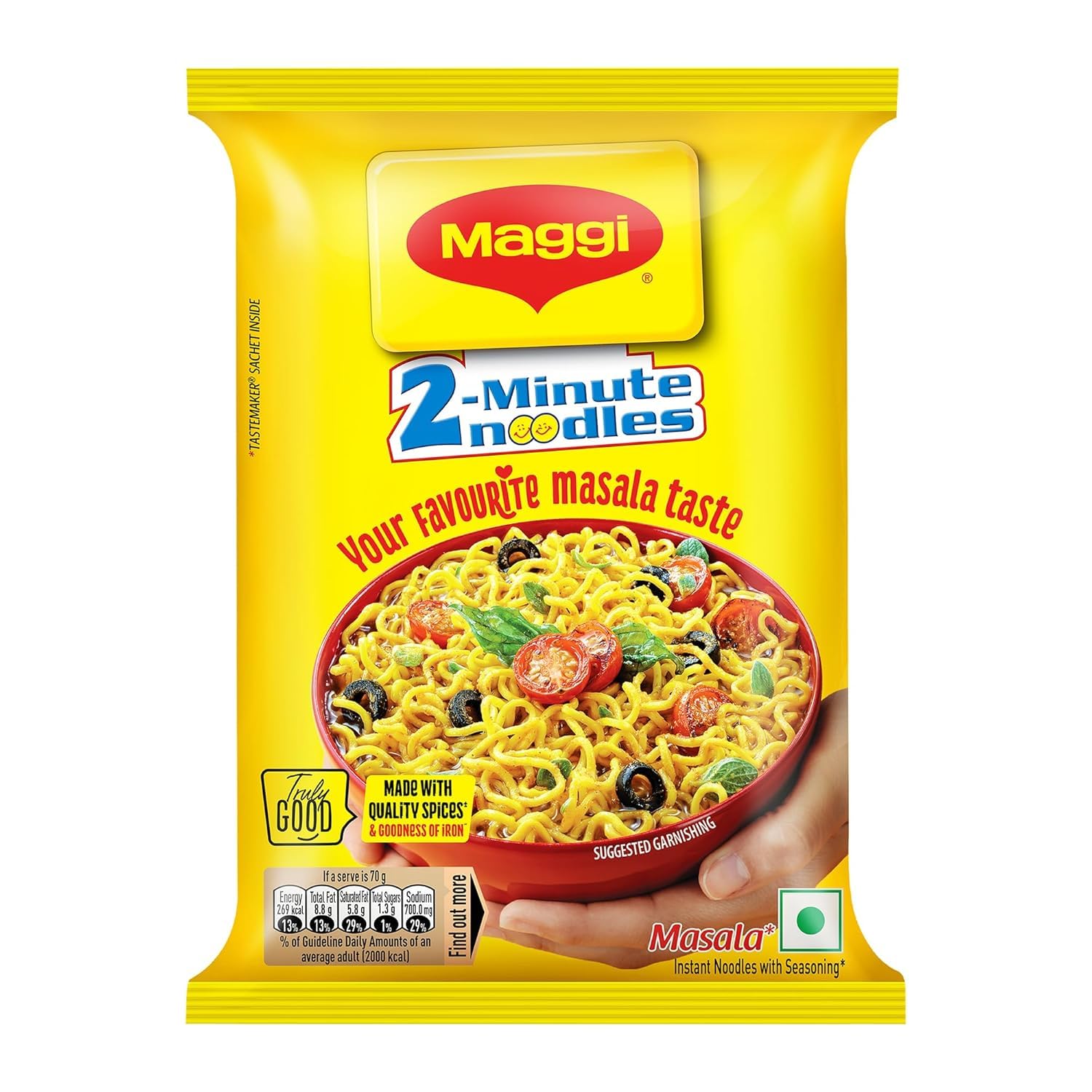 MAGGI 2-Minute Instant Masala Noodles, Iron Fortified, Made With Premium Spices (70g x20 pack)