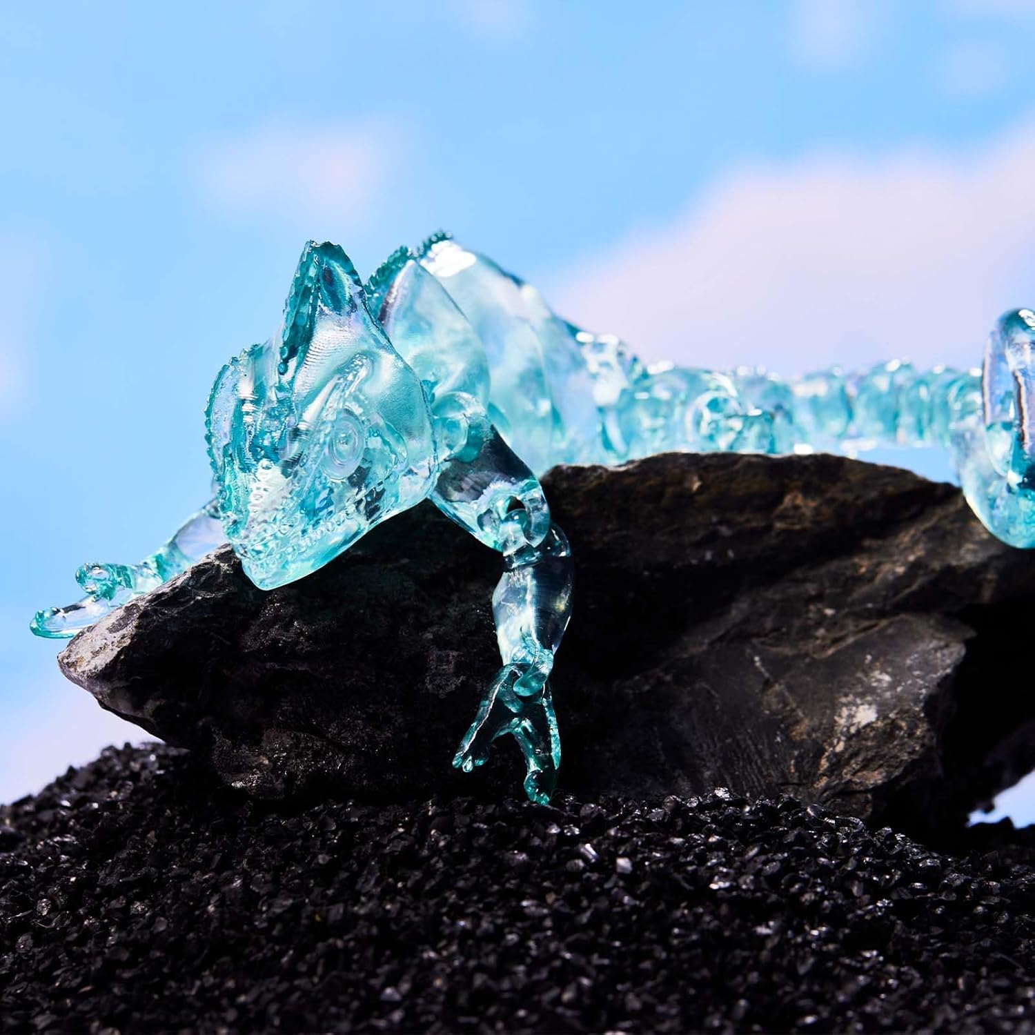 3D Printed Animal Toy,3D Printed Chameleon,Occultator-Mint Green,Collector's Edition Concealer-Transparent Mint Green,Decompression Toy, Fully Articulated Crystal Chameleon,Pendant