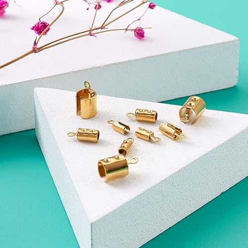 Miniatura 4 de Mega Pet 60 piezas de acero inoxidable plegables sobre los extremos del cable de engarzado dorado plegable de cuero puntas de cierre de cierre de