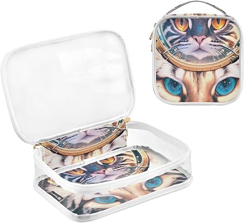 Miniatura 3 de Cat Astronaunt Clear Toiletry Bag for Traveling,2 Pack Makeup Cosmetic Bag with Zipper,Travel Bag for Toiletries,Travel Essentials 21214358