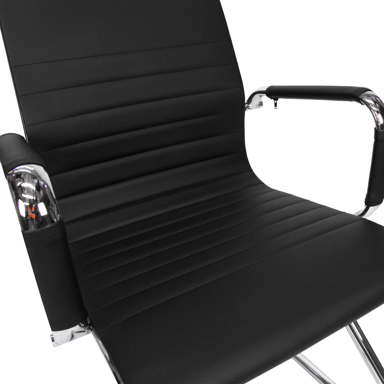 Silla de Confidente Símil Piel, Silla de Oficina Confidente (Negro)