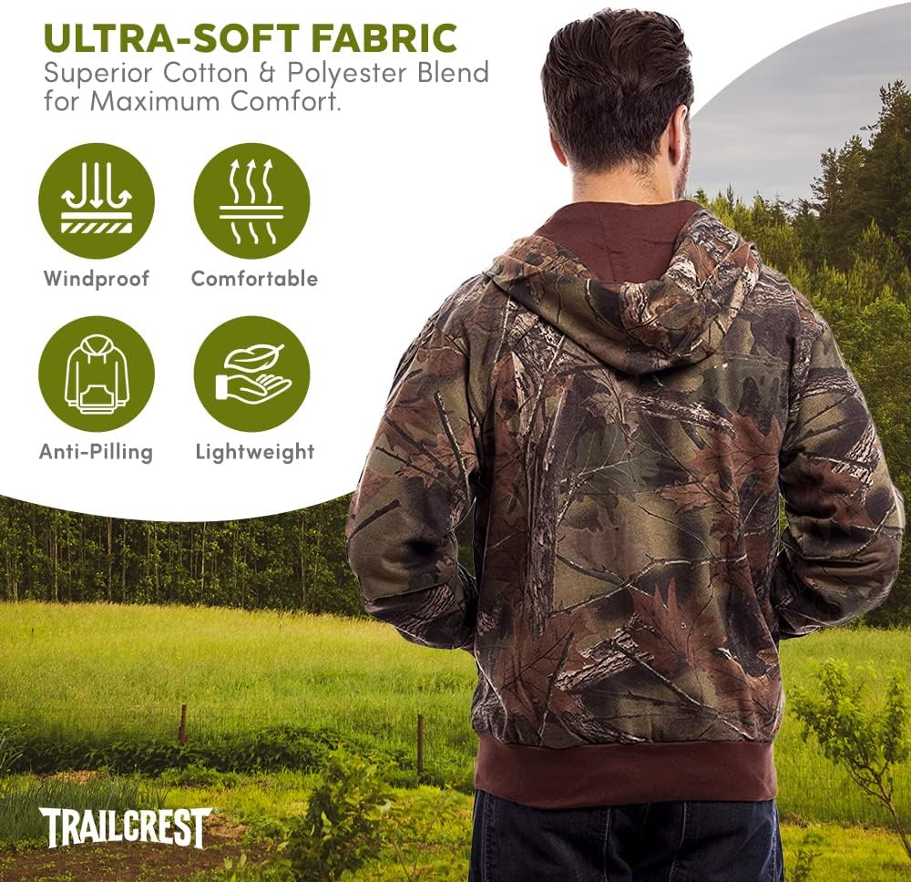 TrailCrest by Treel Men's Zip Up/Pullover Hoodie Sweatshirt, Stylish Camo Jacket, Outdoor Activities, Hunting, Casual Wear - Image 5