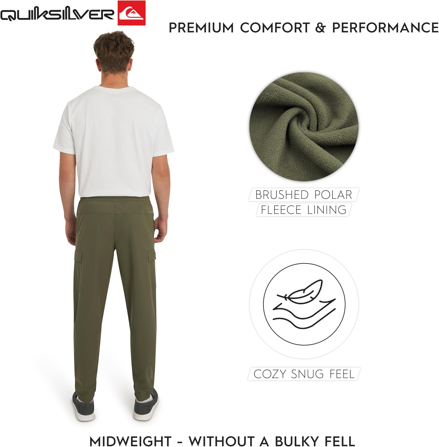Quiksilver Men's Regular Fit Active Performance Midweight Cargo Woven Jogger Pants (S-XL) - Image 3