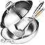 Willow & Everett Wok Pan - Non-Stick Stainless Steel Stir Fry Pans With Domed Lid & Bamboo Spatula - Scratch Proof Cookware F