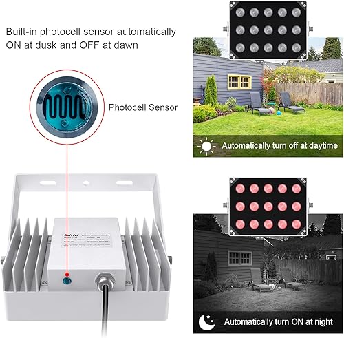 Miniatura 5 de Univivi Iluminación IR 15 LEDs 90 grados gran angular IR luces para visión nocturna IP67 impermeable 850nm luz infrarroja para cámara de vigilancia