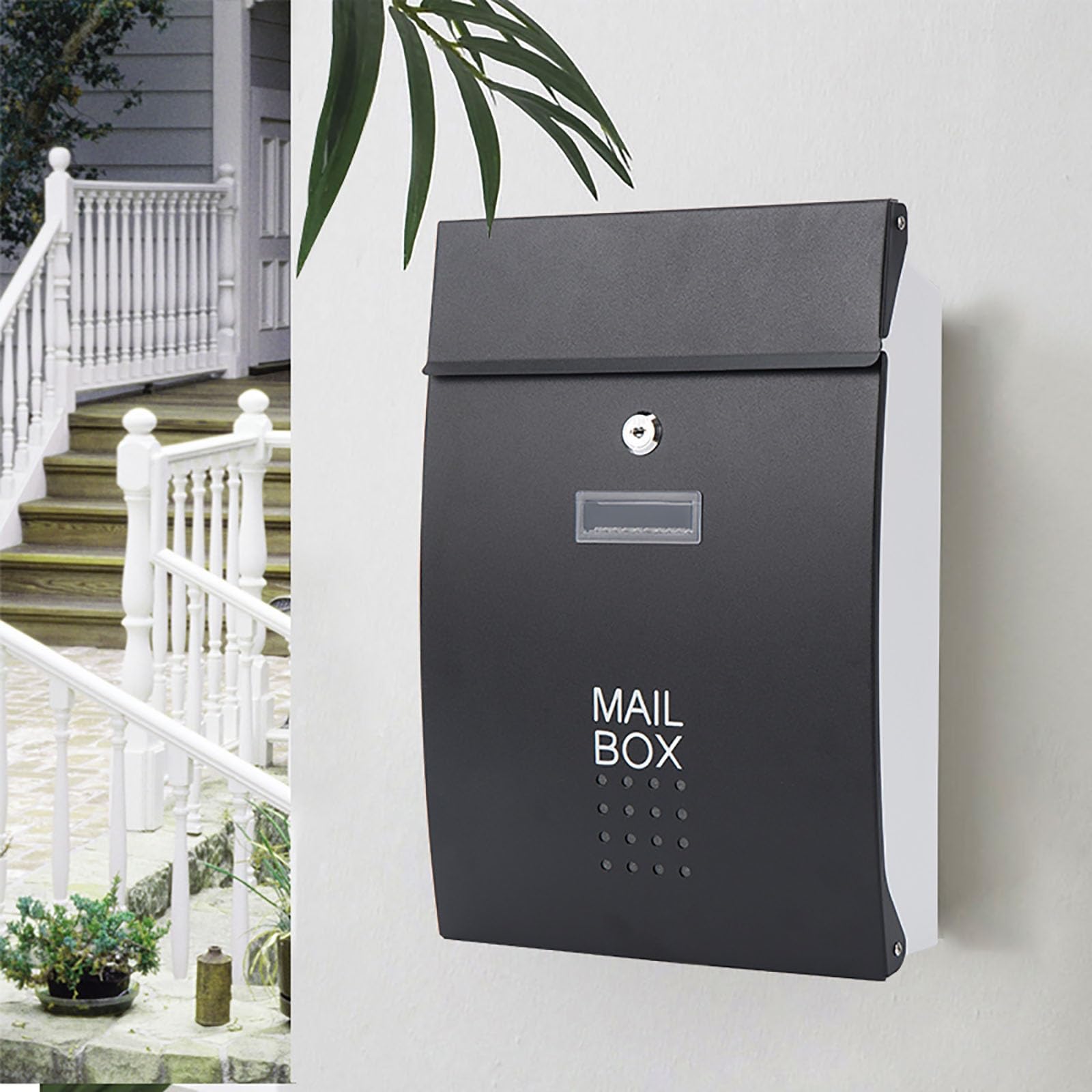 wall mailbox, Galvanized Sheet Metal Material, Windproof and Rainproof, Large Capacity, Suitable for Indoor and Outdoor Use(Black)