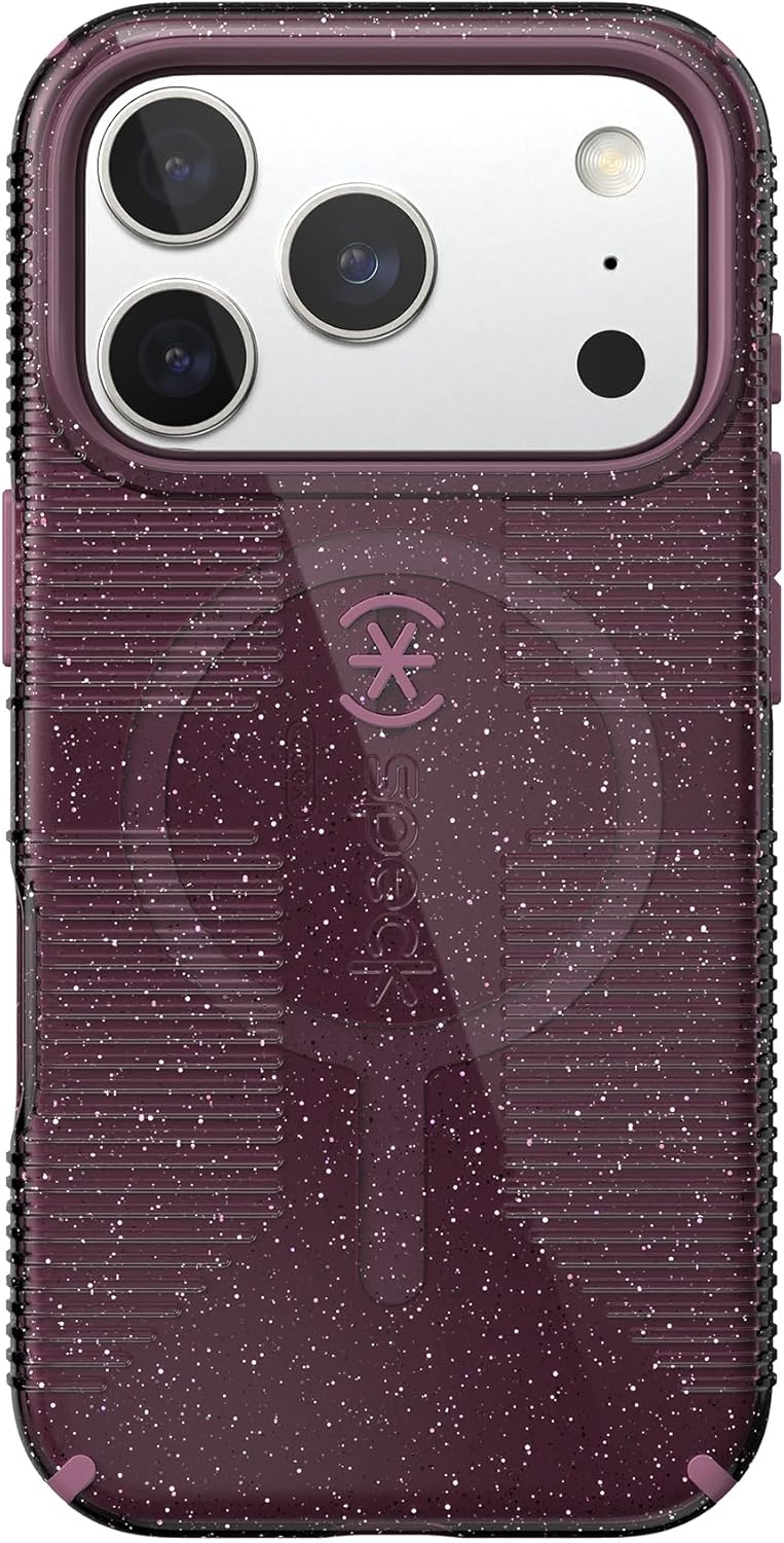 Speck CANDYSHELL Grip +MS Case for iPhone 17 Pro - Plumberry Glitter | Slim Protective Grip | Drop Protection | MagSafe Compatible - Image 8