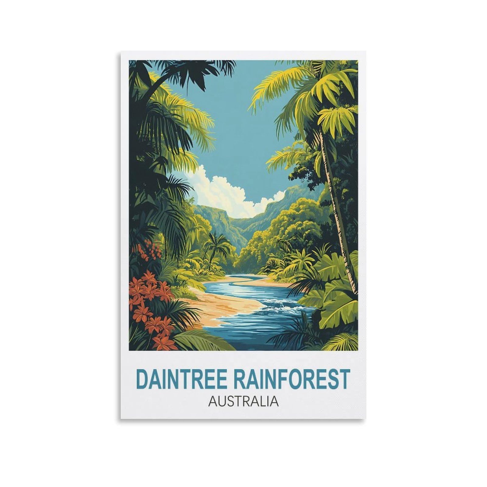 Clfmhnas Unframe-Style Daintree Rainforest Australia Vintage Travel Posters 08X12inch(20X30cm) Canvas Wall Art Prints