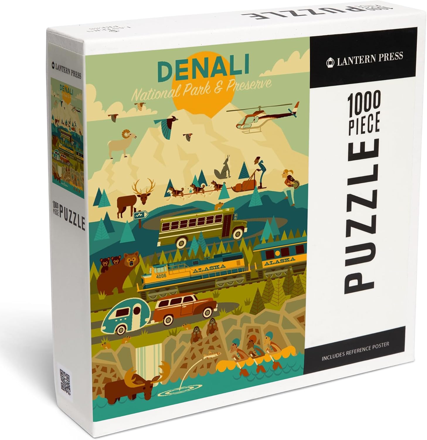 Lantern Press Denali National Park and Preserve, Geometric National Park Series 1000 Piece Jigsaw Puzzle for Adults, Made in USA with Reference Poster