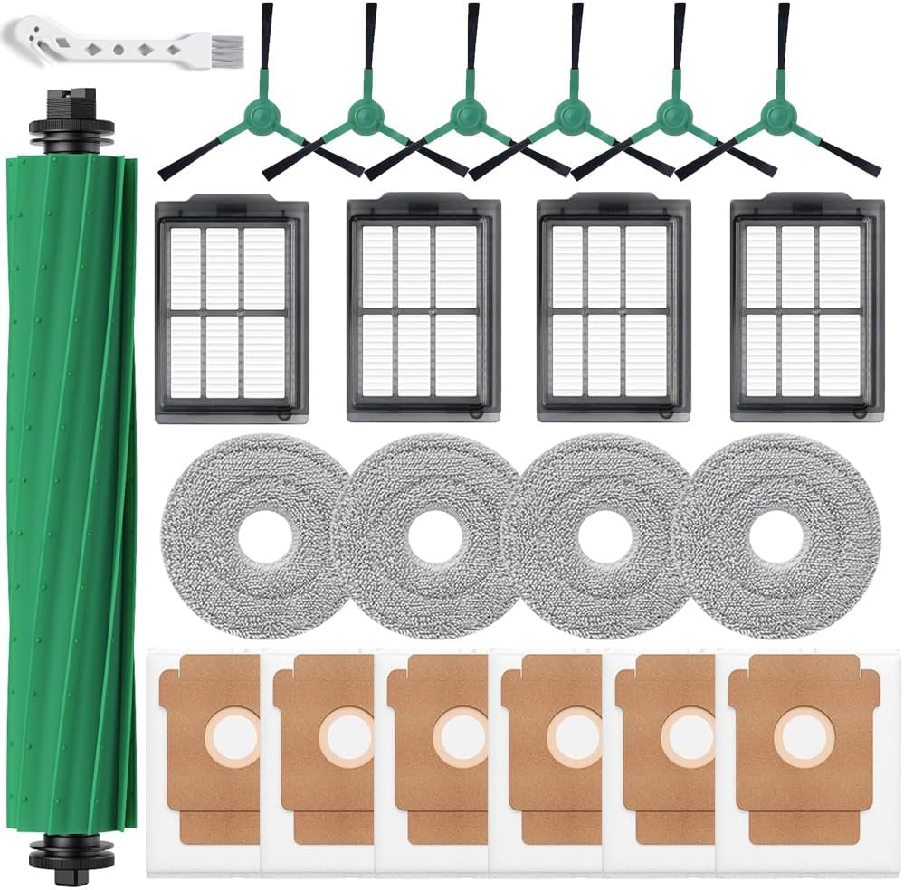 22 Pcs 405 Combo Accessories Compatible with iRobot Roomba Plus 405 Combo/ 505 Combo Robot,1 Main Brush,4 Filters+4 Mop Pads+6 Side Brushes+6 Dust Bags,1 Pack Cleaning Tool