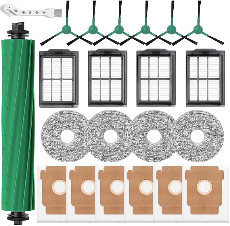 22 Pcs 405 Combo Accessories Compatible with iRobot Roomba Plus 405 Combo/ 505 Combo Robot,1 Main Brush,4 Filters+4 Mop Pads+6 Side Brushes+6 Dust Bags,1 Pack Cleaning Tool