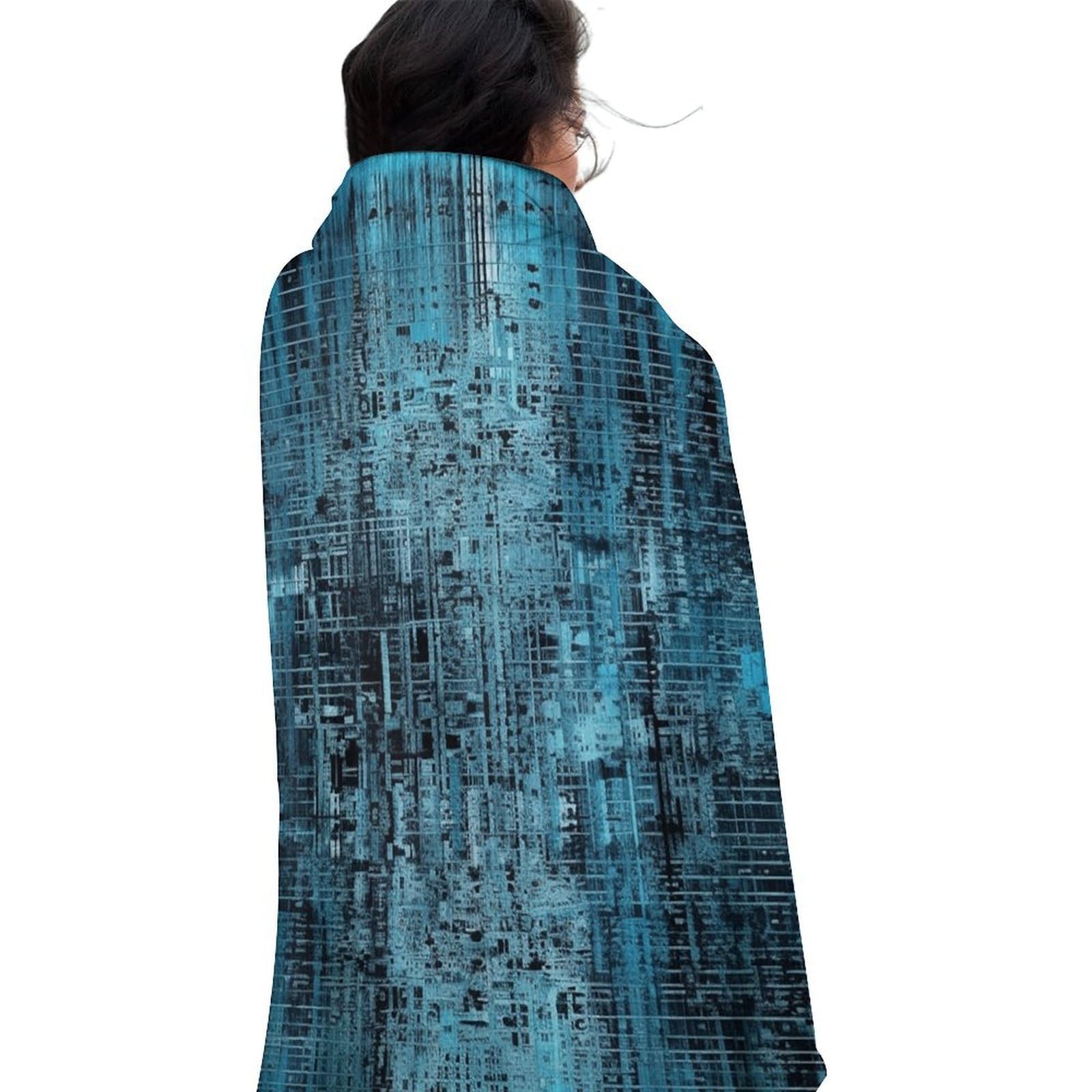 Couverture de voyage ronde 150 cm bleue et noire pour chaise bureau
