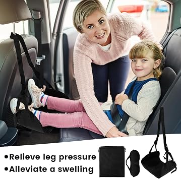 Foot Hammock for Plane Travel, Airplane Footrest Hammock with Extended Adjustment Strap, Portable Desk Foot Hammock to Relax Your Feet, Foot Sling Travel Essentials