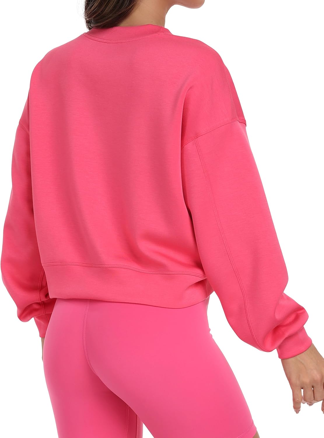 YUNOGA Womens Sweatshirts Crewneck Cropped Oversized Pullover Sweaters Solid Color Long Sleeve Tops Fall Winter Clothes 2025 - Image 4