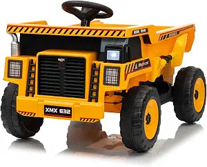 12V Ride-On Dump Truck for Kids with Remote Control, Bluetooth, and Lights