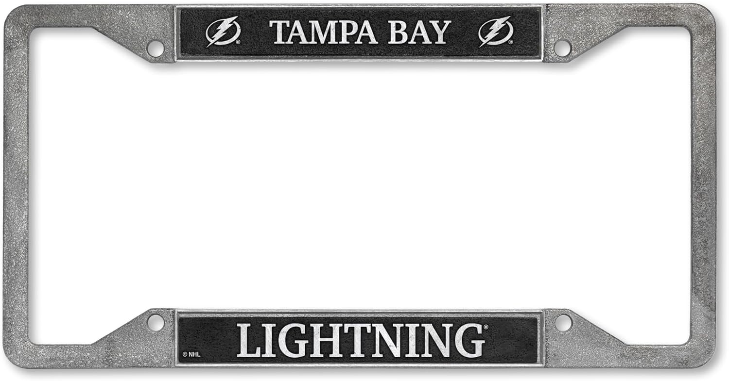 Rico Industries NHL Hockey Pewter License Plate Frame 12" x 6" Tampa Bay Lightning One Size Team Color