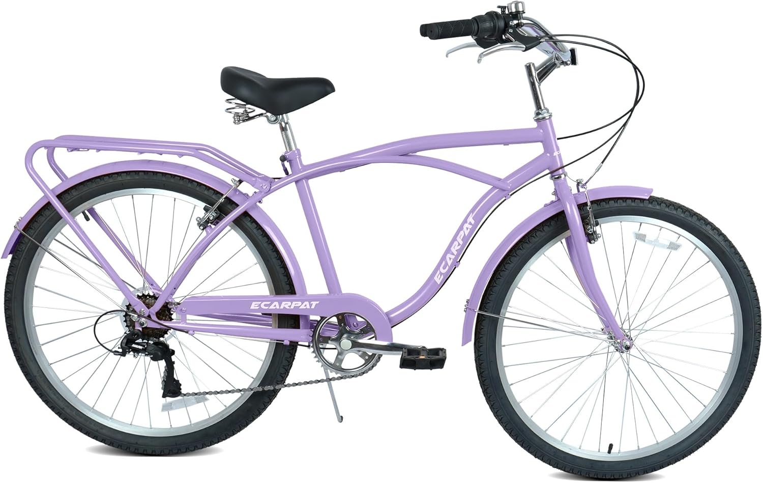 26 Inch 7-Speed Beach Cruiser Bike for Men & Women, Step-Through Comfort Frame, Upright Riding Position, Alloy Wheels & V-Brakes for Commuting & Leisure