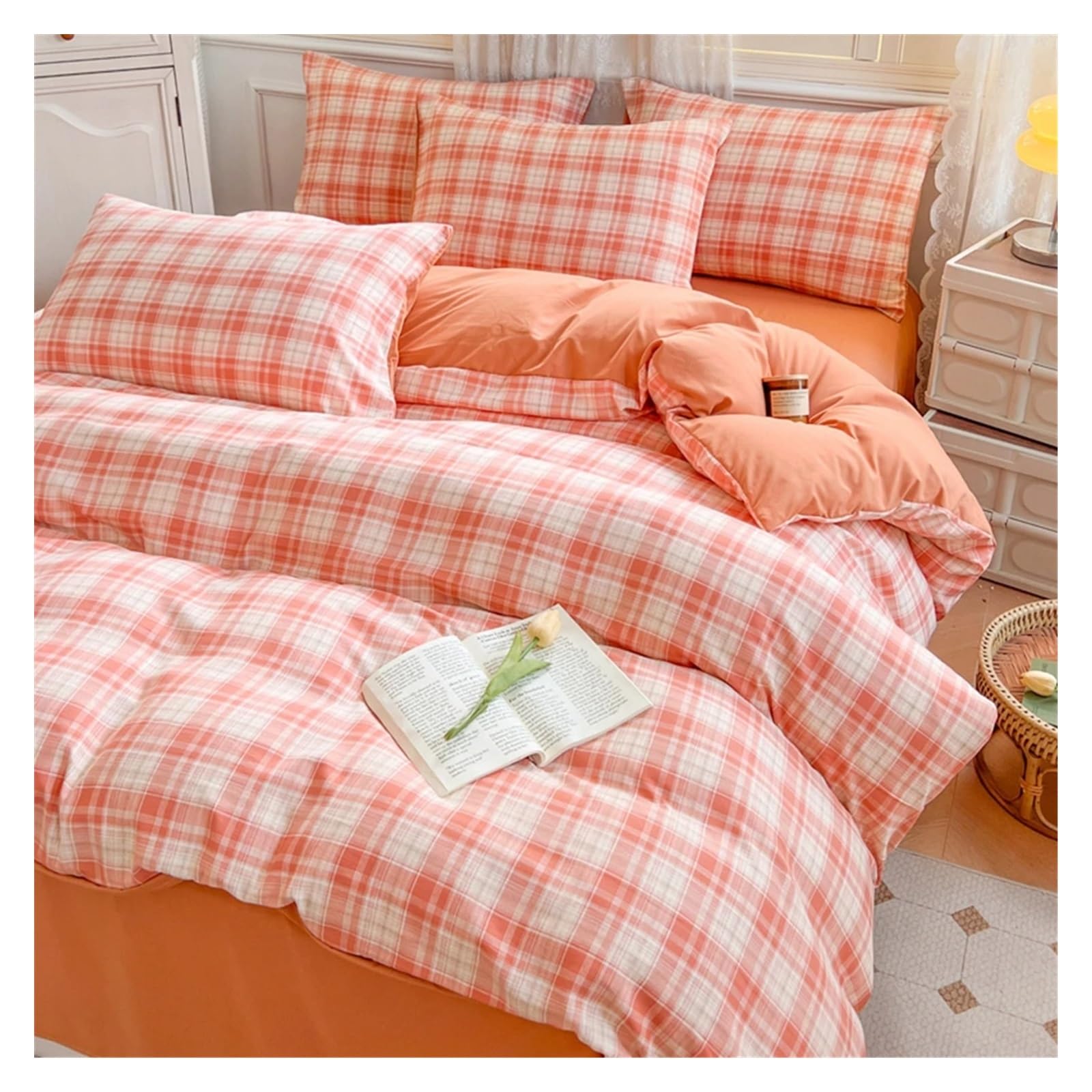 Housse de Couette à Carreaux Respirante pour Rénover vos Ensembles de Literie Queen Size