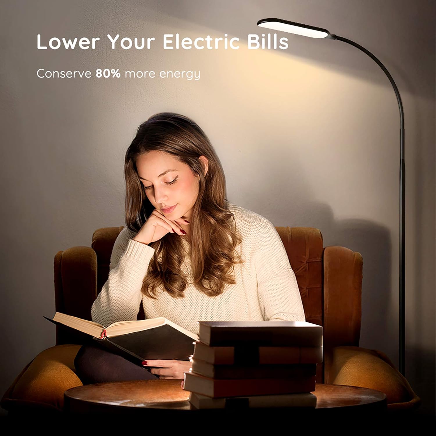 Govee Led Floor Lamp, Standing Lamp with 4 Color Temperatures Brightness Levels, Dimmable Modern Reading Lamp with Adjustable Gooseneck, for Reading, Living Room, Bedroom, Piano, Painting - - 