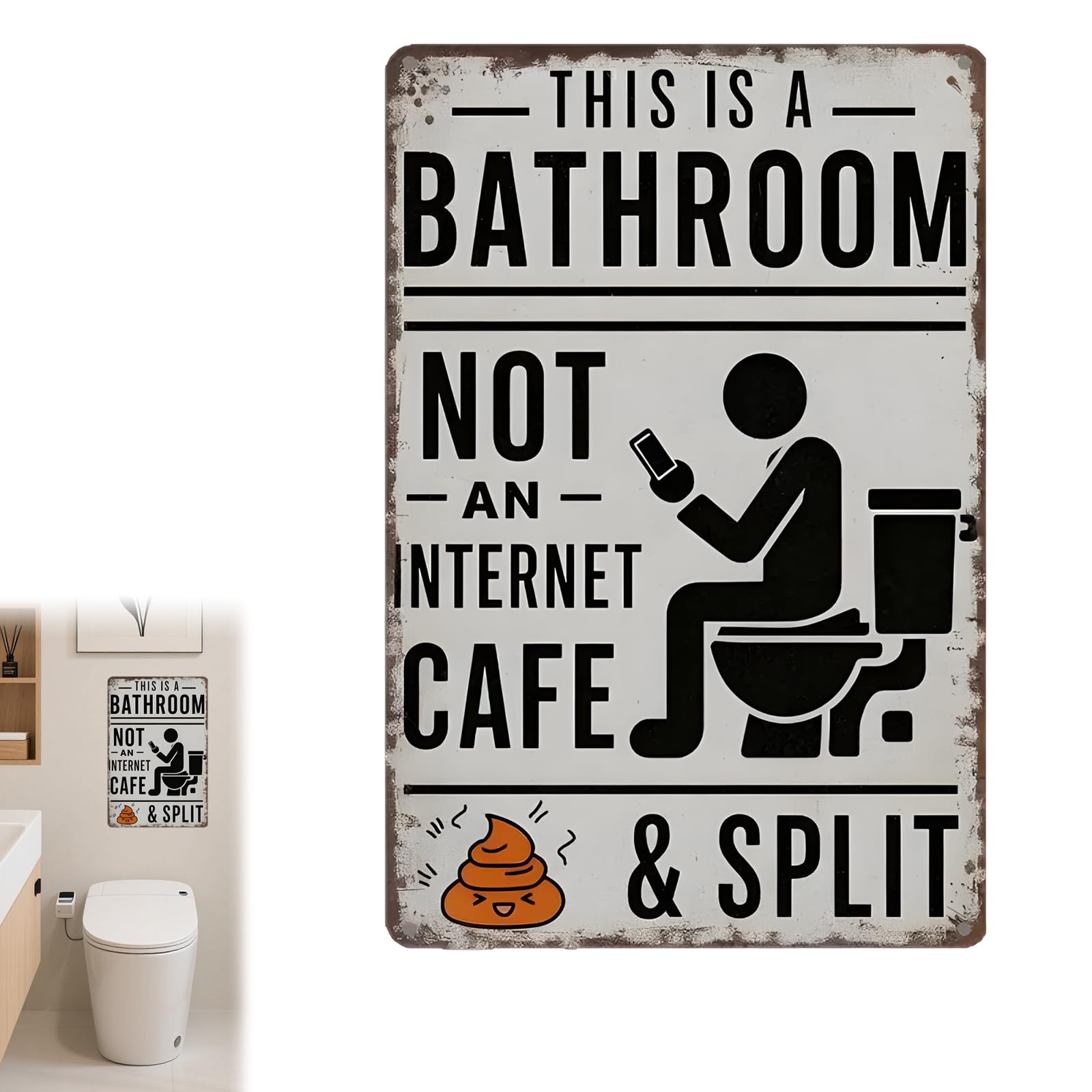 Charming Bathroom Sign,This is a Bathroom Not an Internet Cafe Sign,Rustic Farmhouse Decor,Easy to Install,for Washroom,Home