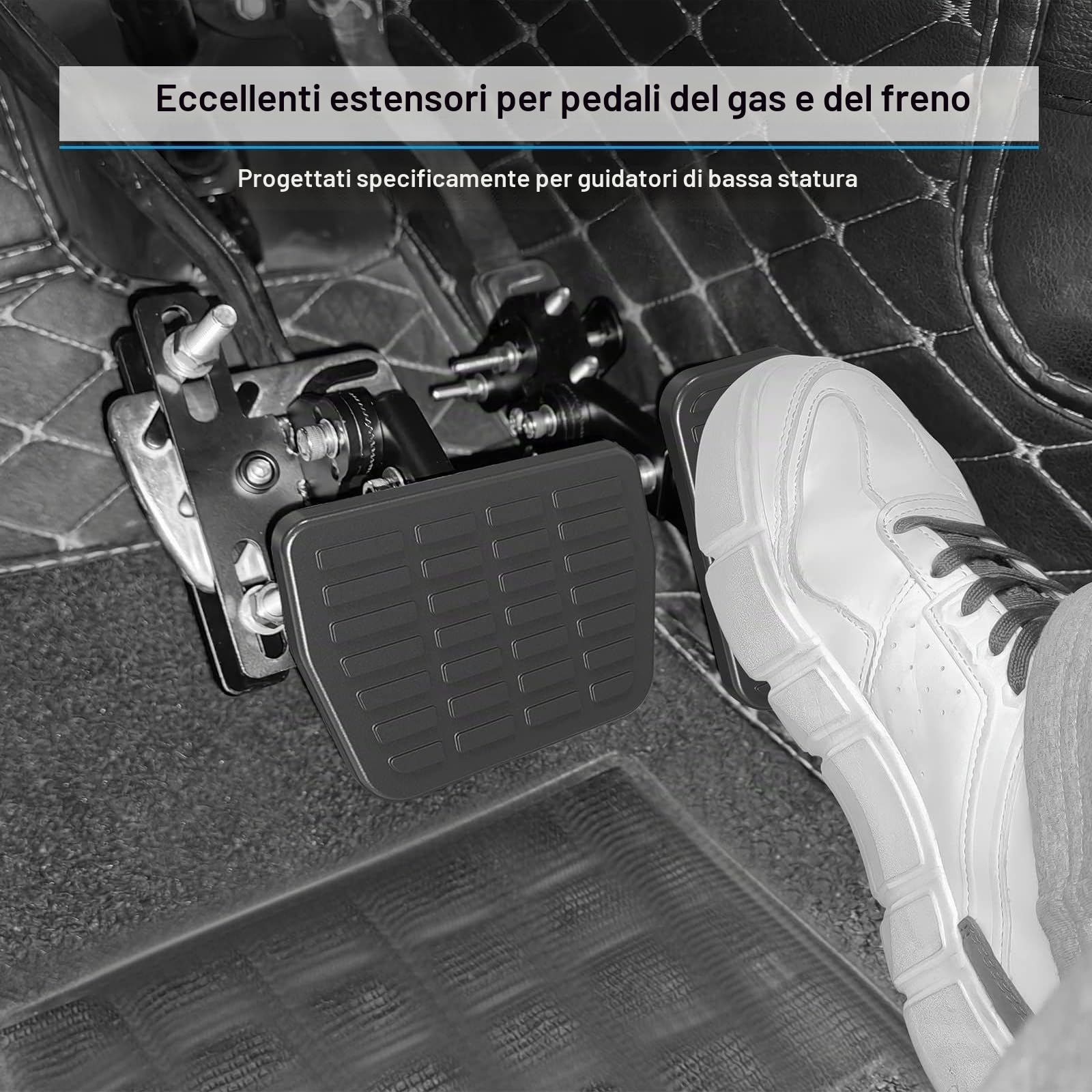 Estensori per pedali antiscivolo per veicoli auto adatti per freno e acceleratore per conducenti bassi con lunghezza e angoli regolabili