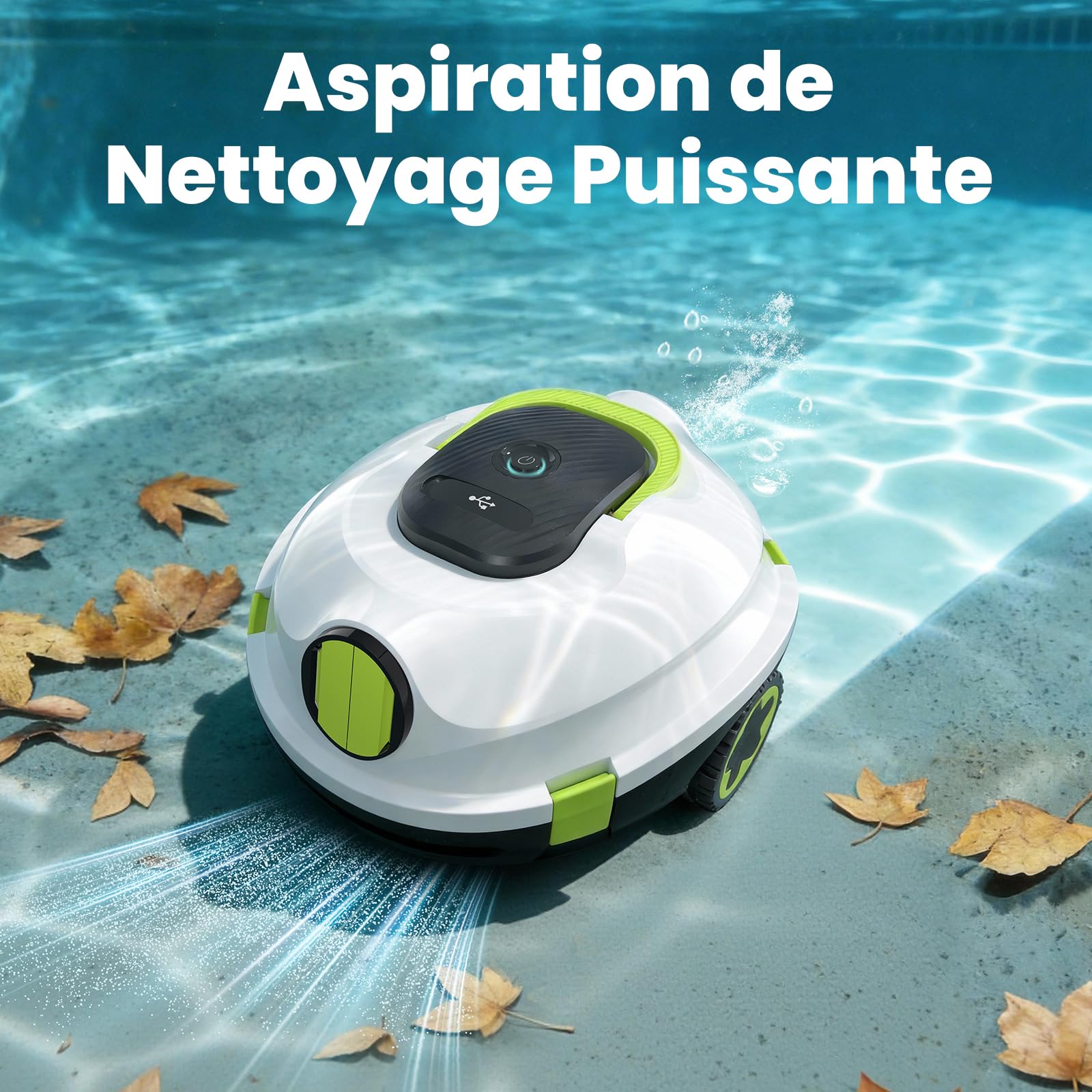 Robot Nettoyeur de Piscine sans Fil | Aspirateur de Piscine Automatique, 120 Min d'autonomie, Auto-Stationnement & Ultra Léger | Robot pour Piscine Hors-Sol ou Enterrée à Fond Plat jusqu'à 110 m²(BL)