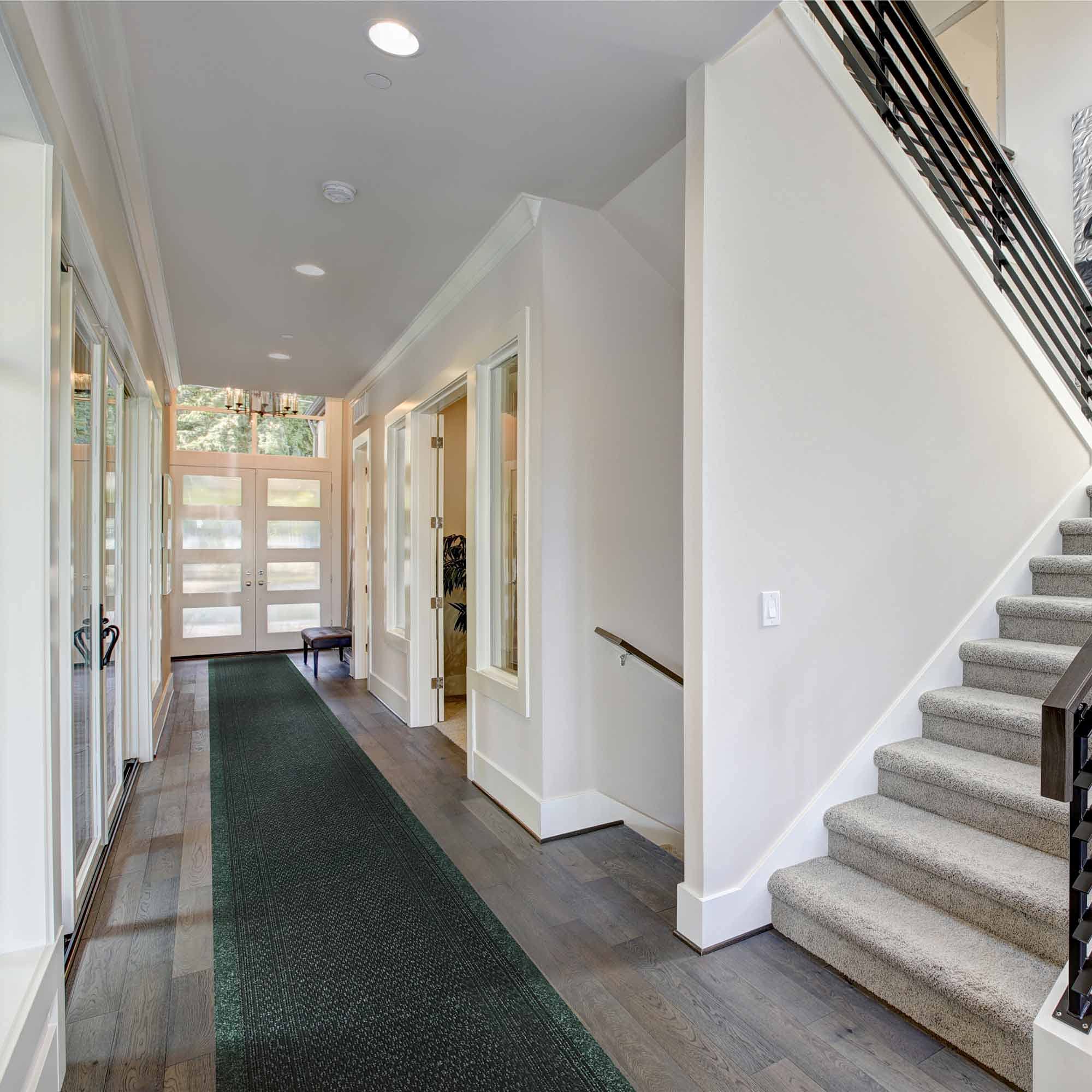 runrug Hallway Runner Rug - Non Slip - Hall Carpet Runner, Kitchen Rug Runner - Stain Resistant Dirt Stopper - Ideal for High Foot-Traffic Areas - 66cm Wide x 150cm Long - Aztec, Green