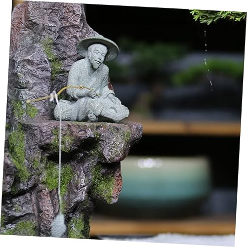 Miniatura 3 de YARNOW 1 juego de estatua de pescador decoraciones asiáticas decoración de pesca accesorios de pesca pescador pecera decoración arena jardín