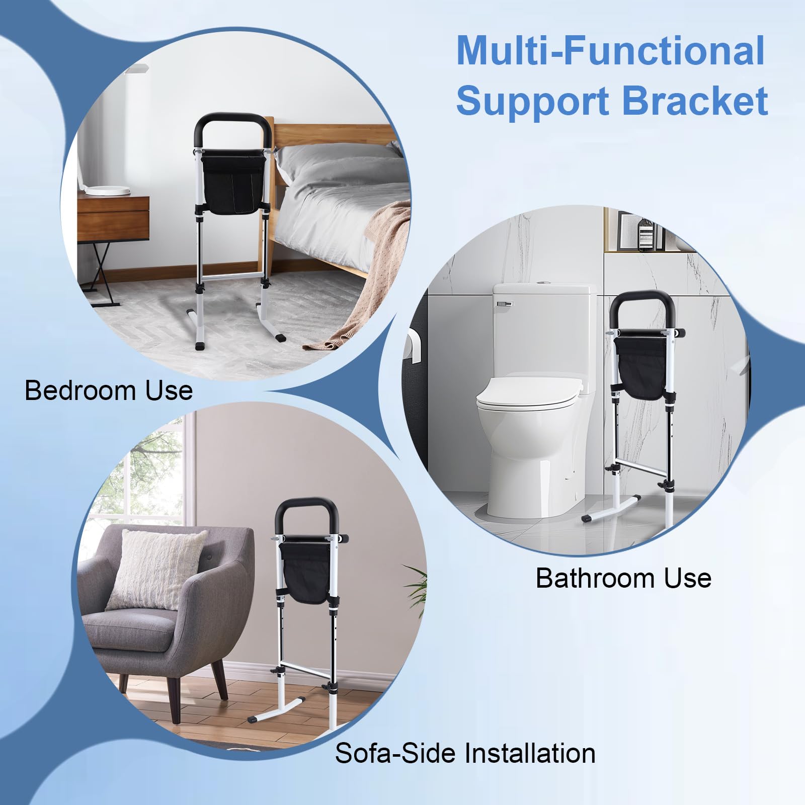 Aide pour Se Lever du Lit, Barrière de Lit Adulte avec Potence Réglable, Support de Redressement pour Personnes Âgées, Utilisation à Domicile ou Maisons de Retraite, Capacité 136 kg