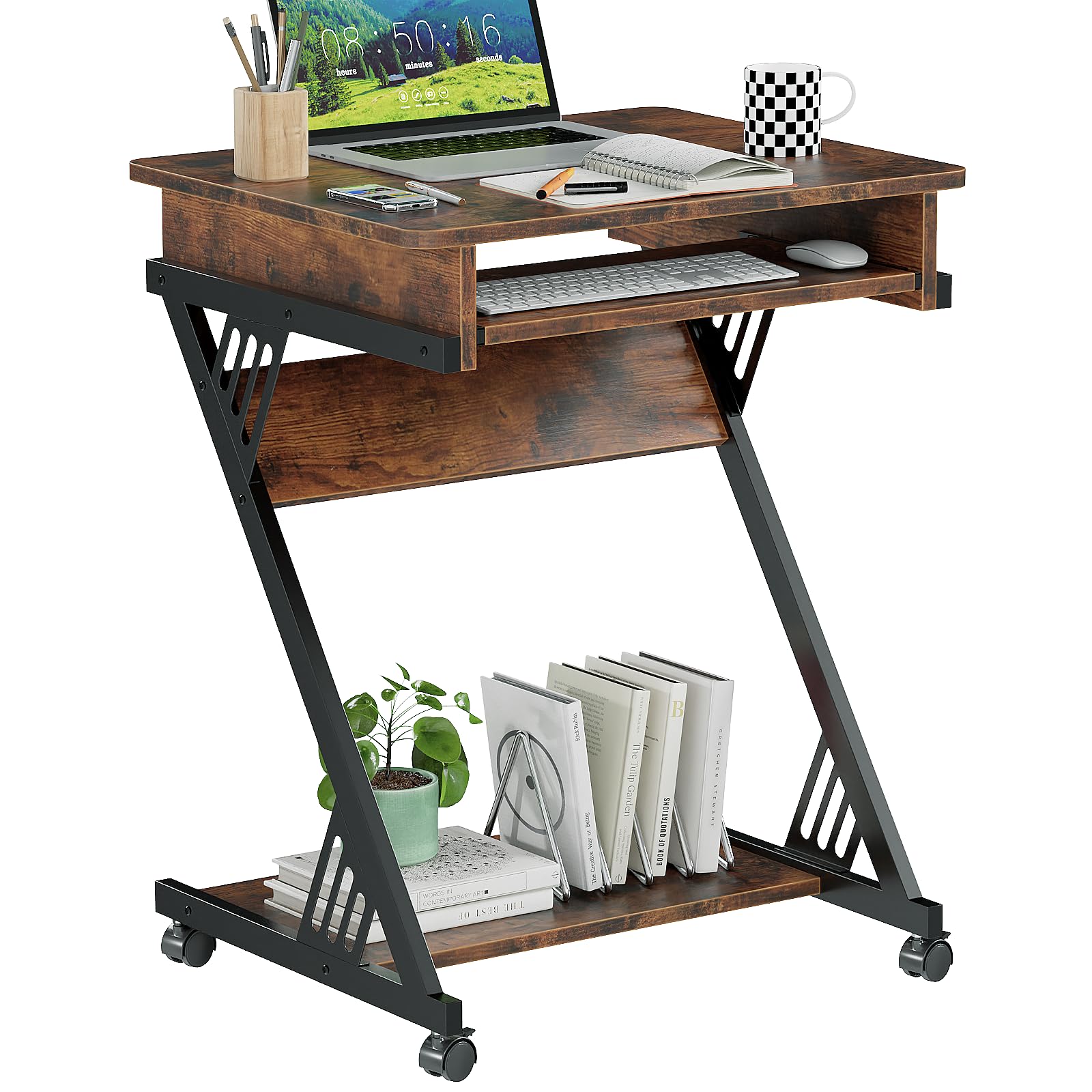 PC　DESK　LOW　90cm　BR Amazon.com: ALISENED Computer Desk for Small Spaces Compact Desk
