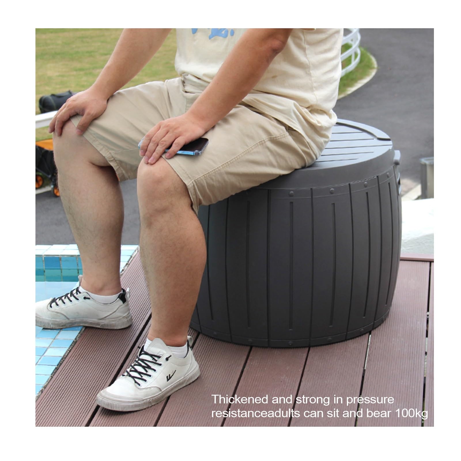 Scatola portaoggetti da esterno, scatole portaoggetti in resina impermeabili, contenitori portaoggetti in plastica con serratura e coperchio, for giardino, piscina, balcone, cortile