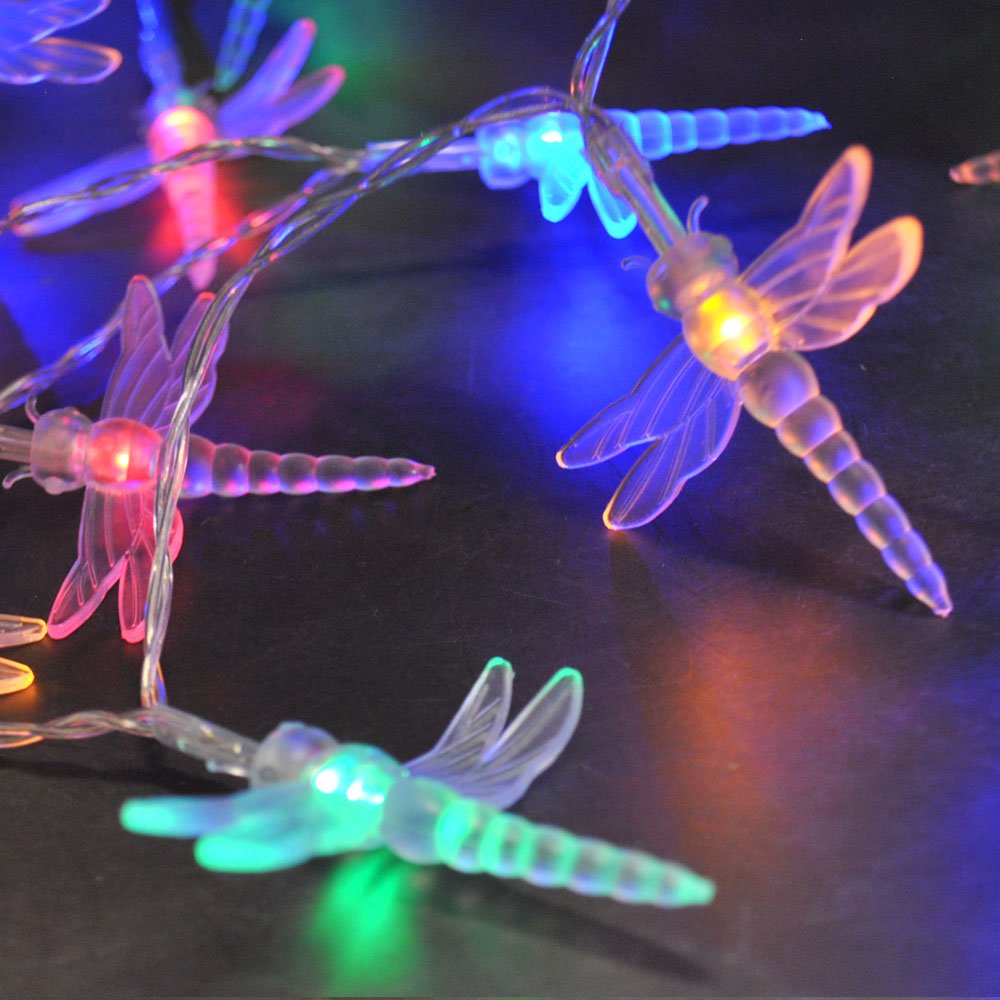 LightsGo 20 Battery Powered Dragonfly 2M LED Fairy String Lights (Multi Colours)