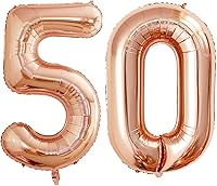 Vista 413 de GOER Globos con el número 80 para decoraciones de fiesta de cumpleaños número 80, globos de helio de aluminio jumbo de 42 pulgadas para 80 Oro rosa