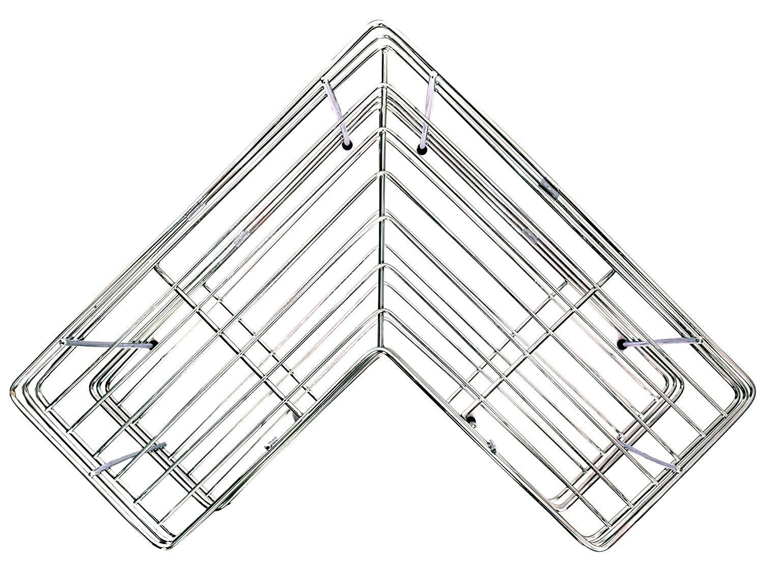 Rasvesh® Rust Free Stainless Steel Fruit and Vegetable Stand Basket Trolley Modern Onion Potato Kitchen Storage Steel Rack -Triple Tire Trolley Shelf (Silver) (2 L Corner) 1