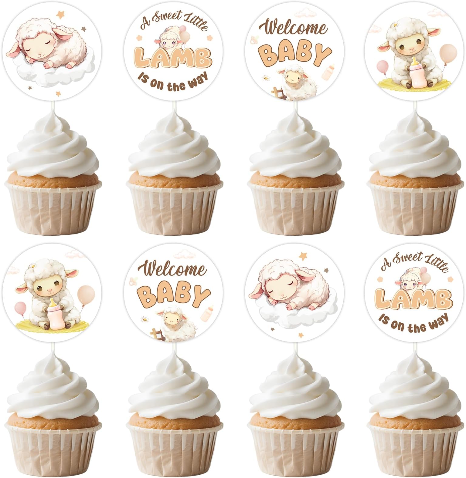 Lamb Baby Shower Decorations 24pcs A Sweet Little Lamb Is On The Way Cupcake Toppers Little Lamb Cake Decors Sheep Gender Reveal Decor Farm Animal Welcome Baby Gender Neutral Birthday Party Supplies