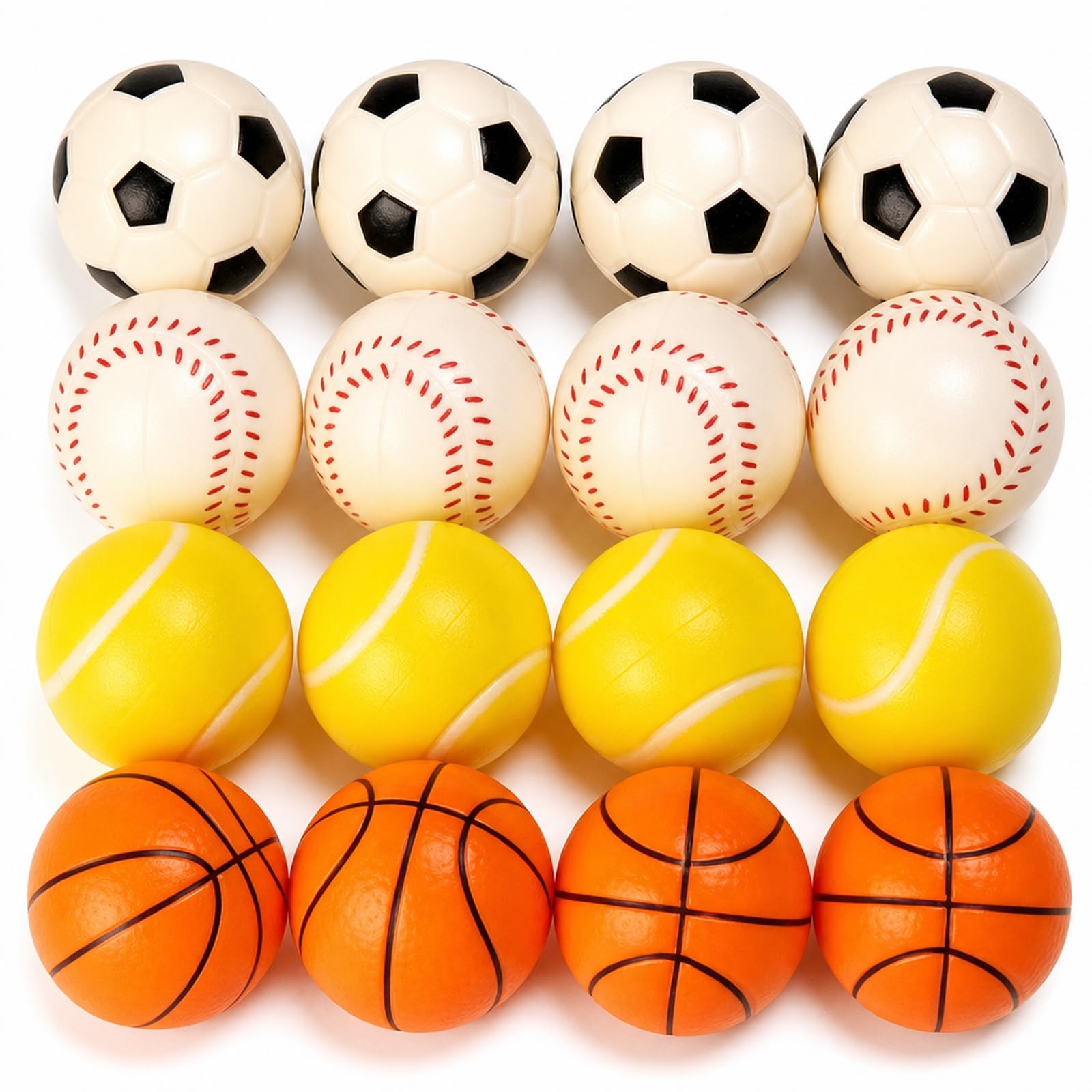 MXHBSTP 16 Foam Balls, 5 cm Sports Ball Set with 4 Pattern Designs